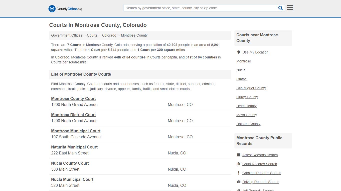 Courts - Montrose County, CO (Court Records & Calendars)