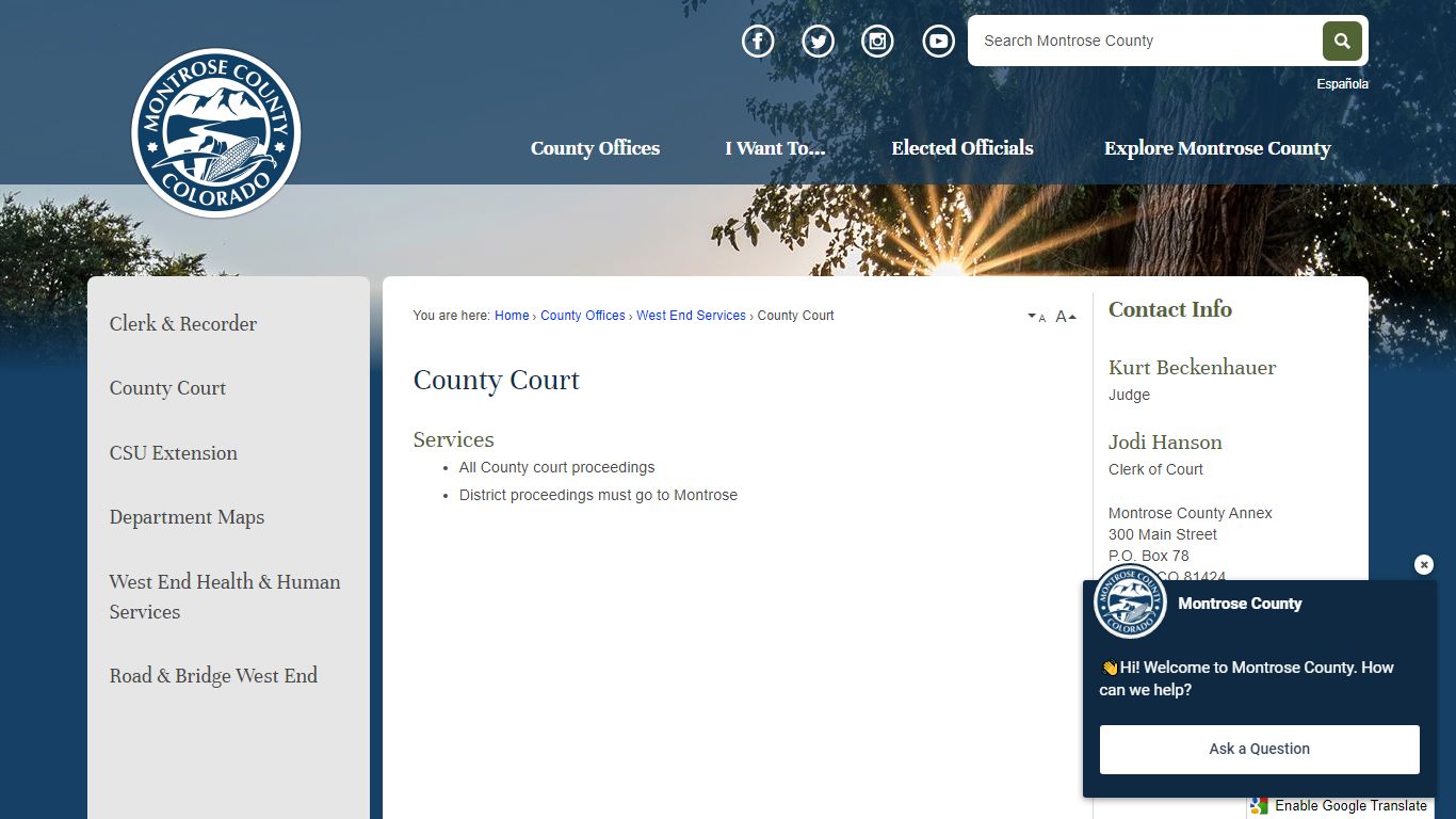 County Court | Montrose County - Official Website